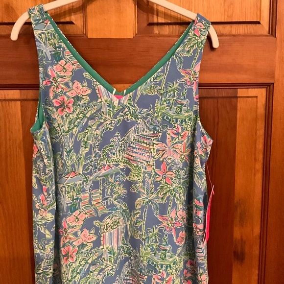 Lily Pulitzer Florin Sleeveless Boca Blue Beneath the Bougainvillea - Picture 1 of 2